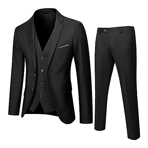 Herren Anzug 3 Teilig Slim Fit Herrenanzug Sakko Weste Hose für Hochzeit Business Regular Fit Anzughose Anzug Weste Smoking für Männer Klassische Blazer Weste Hosen Set