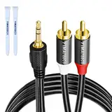 YIMATEECO Cinch auf Klinke 3,5mm Klinke auf 2 RCA Kabel Stecker Aux Stereo Audio Kabel RCA Audio Y Splitter Adapterkabel für HiFi-Systeme Lautsprecher (1M, 3,5mm auf 2x Cinch Cable)