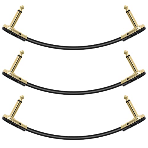 Colexy Patch Kabel 30cm Gitarren Klinkenpatchkabel Geräuschlos für Gitarreneffekte, 6,35 mm Effektpedal Kabel für Gitarre/Bass Effektpedale (3er-Pack)