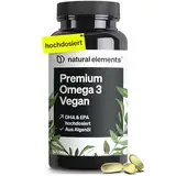 Premium Omega 3 Vegan – 60 Kapseln – 2000mg Algenöl, 800mg DHA und 400mg EPA pro Tagesdosis – Omega-3 für Veganer – hochdosiert, ohne unnötige Zusätze – in Deutschland produziert & laborgeprüft