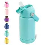 Hawthyhome 360ml/12oz Kinder Edelstahl Isolierte Wasserflasche mit Strohhalm - Auslaufsicher Heiße kalte Getränke -KinderThermosflasche BPA-frei für Jungen Mädchen Kleinkind Kinder Grün