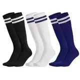 Yamitora 3 Paar Fußballsocken Kinder 26-37 Sportsocken,Lange Fußball Socken Atmungsaktiv Tennissocken für Jungen Mädchen von 5-12 Jahren,Elastische Socken für Fußball Basketball Laufen Cheerleading