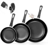 Pfannenset Set, 20cm+25cm+30cm Bratpfanne Skillet 3-teiliges Set, Omelettpfanne hitzebeständig, PFAS-frei, Geeignet für alle Arten von Kochern, einschließlich Induktion (HI3)