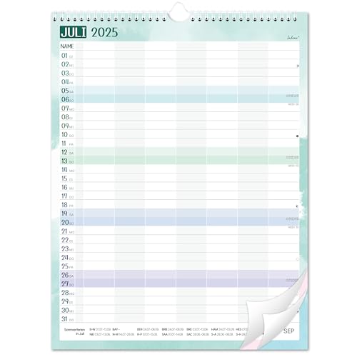 Familienplaner 2025 2026 - Kalender 2025 2026 Familienplaner 7 Spalten, Familienkalender 2025 2026 von Juli 2025 bis Dezember 2026, 33 x 44 cm, Farbe