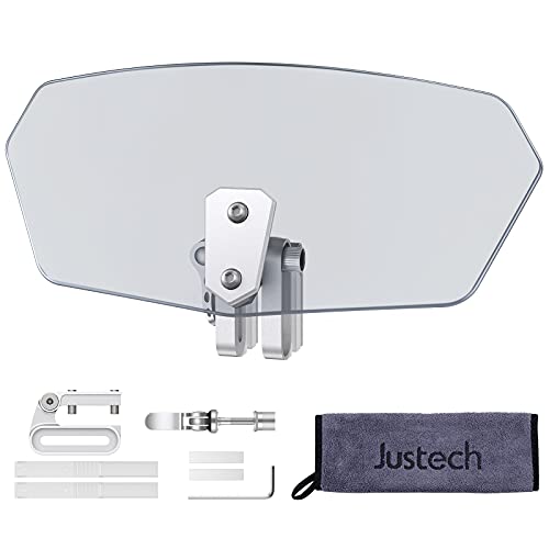 Justech Motorrad Windabweiser Verstellbare Clip-on Windschutzscheibe Zubehör Windschild Windschutzscheibenverlängerung Erweiterung Spoiler Aufsatz für Rennrad Motorrad Titan Harz