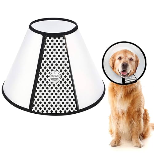 WYFCR Pet Cone Recovery, Großer Hund Einstellbare Elizabeth Recovery Schutzhalsband, Anti-Biss Leck Sicherheit Nackenbezug, für nach der Operation Wundheilung, Trimmen Nägel, (Halsumfang 43-49cm)