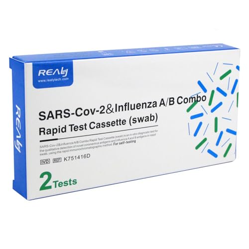 REALY Corona Schnelltest und Grippe Test für Zuhause Covid 19 & Influenza A/B Combo Rapid Test Cassette, Antigen Selbsttest für zu Hause 2Stück