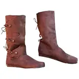 SIULAS Mittelalterliche PU-Leder-Ritterstiefel Herren-Ritterschuhe Renaissance Mittelalterliche Cosplay-Stiefel Retro-Wikinger