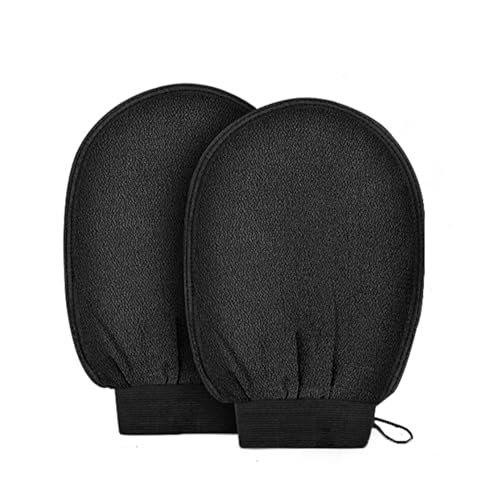 Peelinghandschuh 2 Stück,Massage Peeling Handschuh Handschuhe, Exfoliating Gloves, hamam handschuh, Exfoliating Gloves für Körper Und Gesicht(Schwarz)