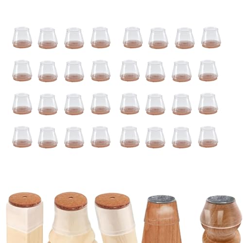 Oxinome Chair Feet, Oxinome Chair Leg Floor Protectors, Transparent Floor Protection, Wear Resistant, Reduce Noise on Wood, for Dining Chair and Table (Transparent 32 Pcs,L)