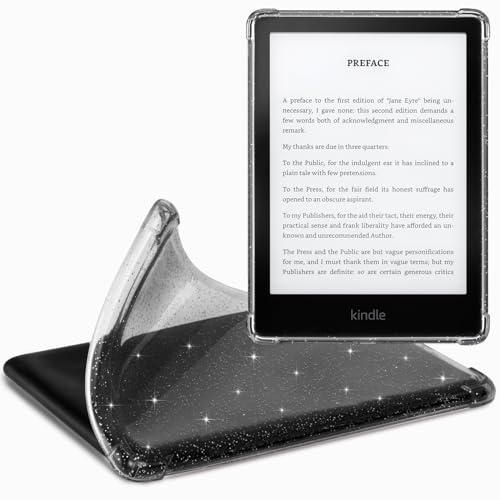 CoBak Clear Hülle für Kindle Paperwhite Durchsichtige - 6,8" den Kindle Paperwhite 11. Generation 2021 und Signature Edition (Modell Nr. M2L3EK/ M2L4EK), Leichte Kratzfeste Weich (Schwarz Glitzer)