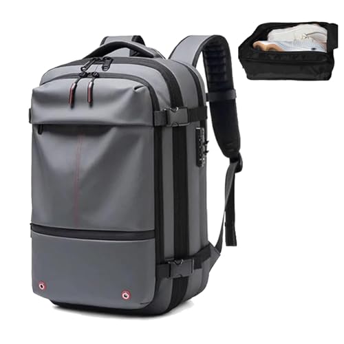 Generisch Ezyvac Rucksack, Airbag Rucksack Vakuum, Travel Vacpack Vakuum, 60l Expandable Backpack with Vacuum Compression, Water Resistant Bags (Grau)
