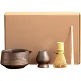 KYEQATY Matcha Set, Macha Tea Set Bambus Matcha Whisk Matcha Besen Set Enthält 580ml Keramik Matcha Schale Löffel Matchabesen Matcha Besen Halter Handbuch Japanisches Tee Set für Tee Liebhaber Stil 2