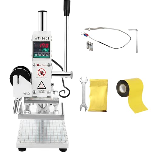 GUILOPOER Heißfolienprägemaschine 5X7CM Heißfolienprägemaschine 300W 300 W Hot Foil Stamping Machine mit Skala Positionierungsschieber, LCD-Bildschirm, Leather Bronzing Printing, Bronzing Machine