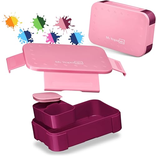 My Vesperbox – Mini Lite - Bento Box Kinder - Lunchbox - extrem robust – Brotdose – Brotbox ideal für Kindergarten und Schule (Rosa- Lila)