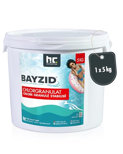 Bayzid Chlorgranulat für Pool 1 x 5kg - 56% Aktivchlorgehalt zur Schnellen Anhebung des Chlorgehaltes - wirkt schnell und zuverlässig für Pool und Schwimmbad