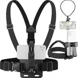 Telefon-Gurt-Halterungs Kit,Telefon-Brustgurt-Halterung+Telefon-Kopfhalterung+Telefon-Nackenhalterung 3-in-1 freihändiger Kompatibel mit GoPro Handy Action Camera Chest Mount