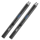IUIRE Wiederaufladbares Lichtbogen Kerzenfeuerzeug mit Doppelsicherung USB-C Ladung, Windresistent für Kerzen Grill & Outdoor Batteriebetrieben Ohne Flamme (J - Schwarz 2)