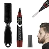 CPJJ 1 Wasserdichte Bartfüllerstift,Beard Filler Pencil, 2Wasserdicht Beard Filling Pen Kit, Effektive Verbessern Gesichtshaar Bartstift für Schnurrbart & Augenbrauen, mit1 Bartbürste(Braune)