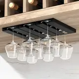 2 Stück Weinglashalter，Glashalter Hängend，weinglashalter wand，stemware gläserhalter，Weingläser Halter Unter Dem Schrank，Schraubenlose HäNgen，Glashalter Geeignet FüR KüChe,Hotel,Bar,Restaurant(Schwarz)