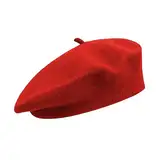 NOKDAL Französischen Beret Damen Wolle Baskenmütze Barrett Mütze Klassishe Basken Mütze Mode Barette Mütze Jujube Rot KüNstler WintermüTze Barett Franzosen für Frühling Herbst Winter58cm