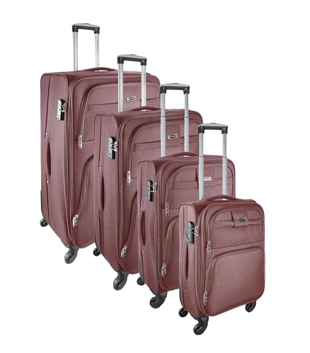 Goldhofer® Kofferset Stilvoll, praktisch & in 4 Größen für Einer wundervolle Reise, (Set, 4 TLG), 360° Leichtlaufrollen (Coffee)