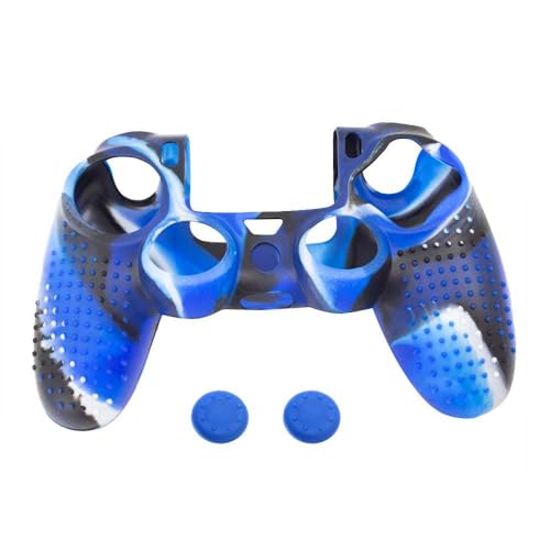 OcioDual Silikon Schutz Hülle Kompatibel mit PS4/Slim/PRO Drei Farben Blau Controller Skin Case Protector Anti-Rutsch Gummi