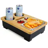 Couchbar Snackbox - Sofatablett mit Snackschalen Soßenteller und Flaschenhalter - Couch Tablett aus Bambus - Sofa Butler mit Handyhalter - der Perfekte Snackbar - Couchbutler Couch Organizer