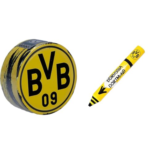 Borussia Dortmund BVB-Zauberhandtuch (60 x 30 cm),Baumwolle, Schwarz/gelb & BVB-Radiergummi-Stift