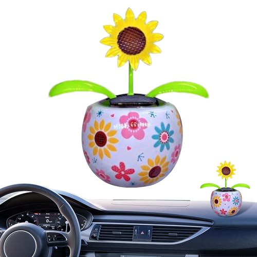 Wackelfigur Blume, Solar Wackelblumen Wackelfigur, Solar Tanzende Blume Solarblume, Auto Armaturenbrett Dekoration Innenraum Zubehör, Wackelfigur Wackelblume Tier Auto Armaturenbrett Ornament Büro