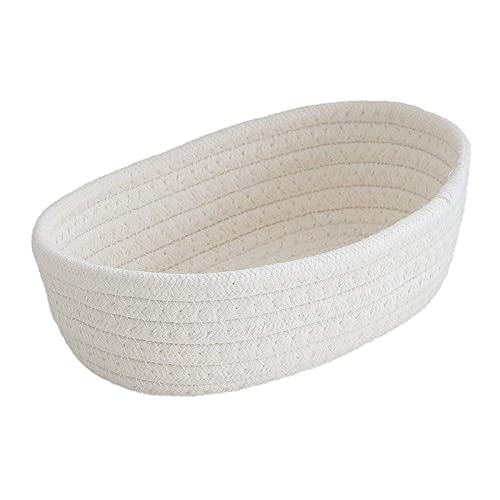 Aufbewahrungskorb Baumwollseil Geflochten Aufbewahrung Körbe Badezimmer Zubehör Geschenkkorb für Ostern Thanksgiving Weihnachten Oder Geburtstag Baumwolle für Deko Kinderzimmer (White, Klein)