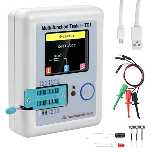 Transistor Tester Multifunktionale APKLVSR LCR-TC1 TFT Backlight Transistor, LCR ESR Pocketable Farbige Grafikanzeige für Diode Triode Kondensator Widerstand Transistor, 1.8 Zoll