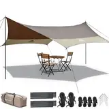 Forceatt Zeltplane, 3,7 * 4,3 m Tarp Ultraleicht mit 6 Umreifungspunkten, Tarp Wasserdicht Kann mit Zelt und Hängematte in Camping, Wandern und Andere Aktivitäten im Freien.