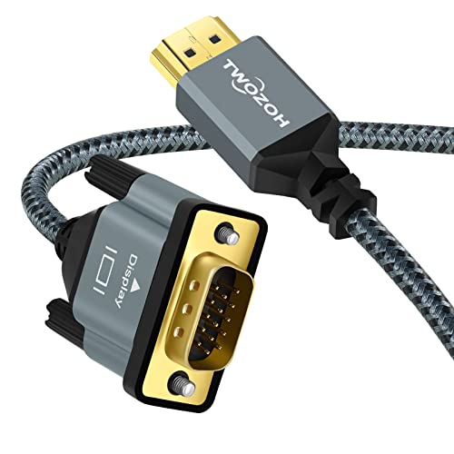 Twozoh HDMI auf VGA Kabel 1M, Gehäuse aus Aluminiumlegierung Nylon geflochten vergoldet unterstützt 1080P/60Hz