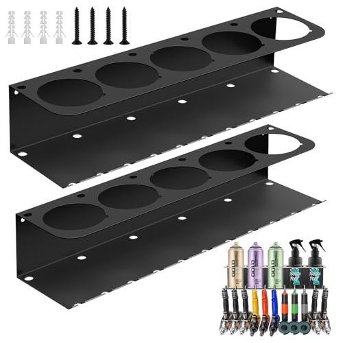 kamoly Spraydosenhalter, 2 Stück Dosenhalter für Sprühflaschen, Sprühdosenhalter mit 5 Löchern und 6 Schlitzen, Wandmontierter Sprühflaschen Dosenhalter, Dosen Organizer Aufbewahrungsregal