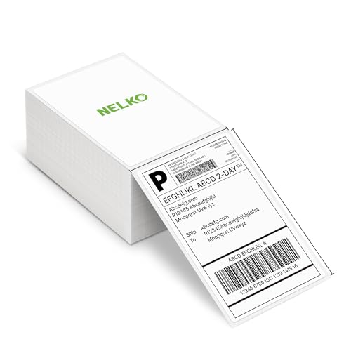 Thermodirekt-Versandetiketten (500 Stück, 10,2 x 15,2 cm), Nelko Thermo-Etiketten für Thermodrucker, kommerzielle Qualität