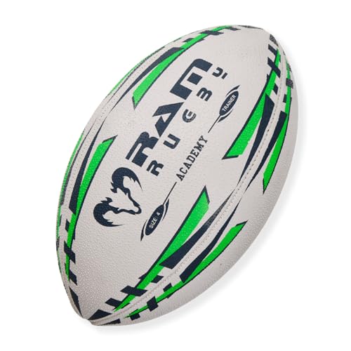 Ram Rugby Academy Trainer Rugby Ball (Größe 4 & 3) – 3-lagig, Vereinsqualität Rugby-Trainingsball – 3D-Griff für ultimative Pass- & Fangkontrolle – Geeignet für Jugendliche, Kinder & Schüler (4)
