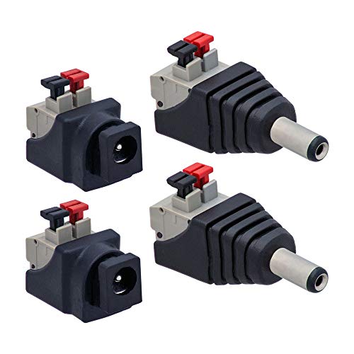 2x DC Buchse + 2x DC Stecker Hohl Adapter Kurz >Terminal Block 2 Pin Druck Klemmen Set