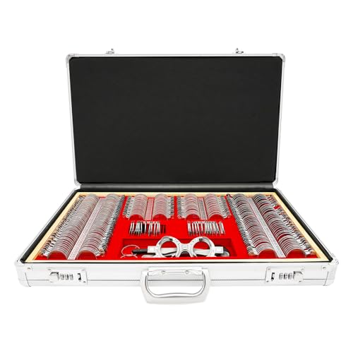 CHERIPOLI 266pcs Metallrand Prisma Trial Lens Set, Beutel 266 Pcs Testlinsen-Set, für MRT Optiker und Augenkliniken, Objektivtasche Optometrie Ausrüstung Optische