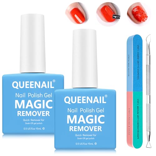 Professioneller Gel Nail Polish Remover 2 Stück,Gel Schellack Nagellackentferner,Gel-Nagellackentferner,Gelnägel Entferner Kit mit Nagelhautschieber,Einfach und schnell Gel-Nagellack Entfernen