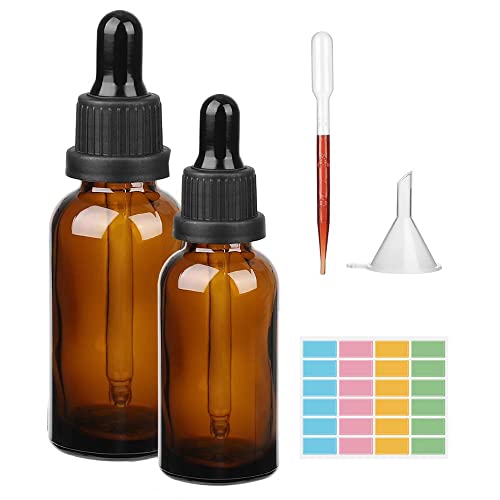 Hyber&Cara Pipettenflaschen mit Glas Pipette 50ml 100ml Braune Glasflaschen Apothekerflaschen mit Tropfenpipette für ätherische Öle, Parfümöle, Flüssigfarbstoffen Aromatherapie -Mischungen