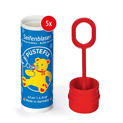 PUSTEFIX Seifenblasen Set I 5 x Klassik 42ml I Bunte Rainbow Bubbles Made in Germany I Seifenblasen für Hochzeit, Kindergeburtstag, Standesamt, Polterabend I 5 x 42 ml Vorteilspack