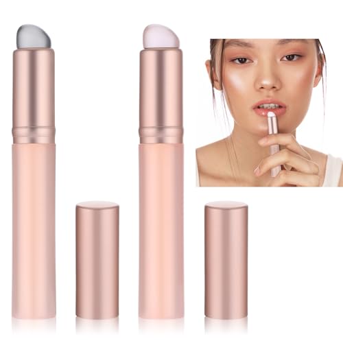 2 Stück Lidschatten Applikator Runde Make-up Pinsel Werkzeug Lippenpinsel Silikon Lip Brushes Wiederverwendbare Rosa Make up Lippenpinsel für Lippenstift Lipgloss Lippenbalsam Concealer