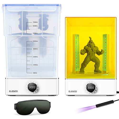 ELEGOO Mercury XS Bundle mit Separater Wasch- und Aushärtestation und handgehaltenem UV-Licht, Waschen & Aushärten Maschine für Saturn S Mars 2/3 Pro Photon S Mono LCD/DLP/SLA 3D Resin Drucker Modelle