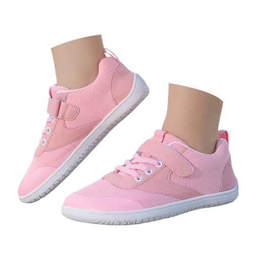 Schuhe Breite Füße Kinder, Barfussschuhe Kinder Breite Barfußschuhe Atmungsaktiv Hausschuhe Junge Mädchen rutschfest Trekkingschuhe Leicht Schuhe Weich Sneaker Freizeit Barefoot Shoes, Rosa, 33