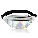 AYNKH Mode Metallic Bum Bag mit verstellbarem Riemen Glatter Reißverschluss DREI Fächer, wasserdichte Hüfttasche Stilvolle Fanny Pack für Party Festival Sport Outdoor Reisen Unisex