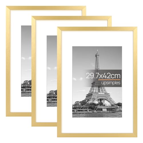 upsimples 3 Pack Bilderrahmen A3, Rahmen A3 Gold, Picture Frame 29,7x42 cm