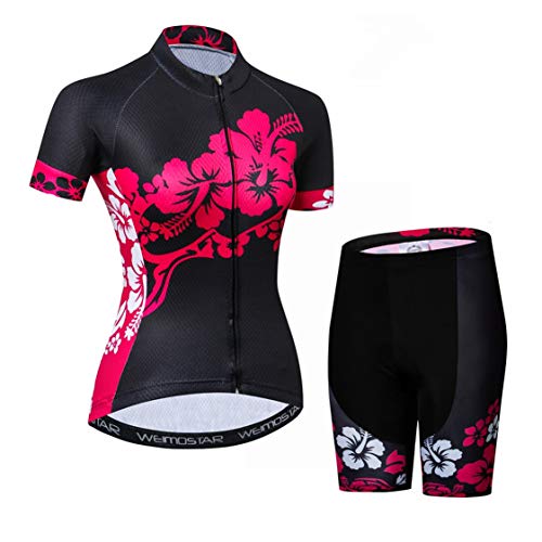 Radtrikot Shorts Set Damen Radtrikot Anzug Zip Shirts Kurzarm Rennrad Bekleidung Pro Team Racing MTB Tops Bottom für Damen Damen Atmungsaktiv Sommer Schwarz Set Größe XXXL