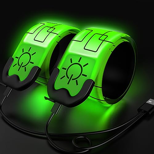 Todoxi 2 Stück Led Armband Aufladbar, USB Wiederaufladbar Leuchtarmband für Erwachsene und Kinder, Reflective Leuchtbänder für Laufen Hundewandern Radfahren Outdoor Sports