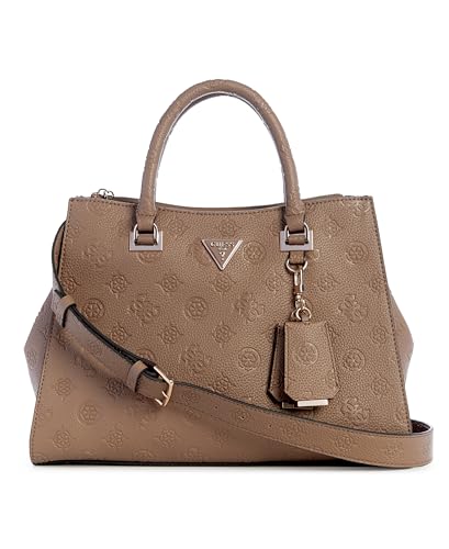 GUESS Damen Cresidia Society Satchel Schulranzen, Griffe Oben, Dark Taupe